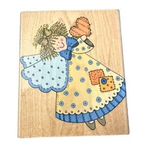 Hero Arts 1996 Patchwork Angel With Heart H1046 Rubber Stamp